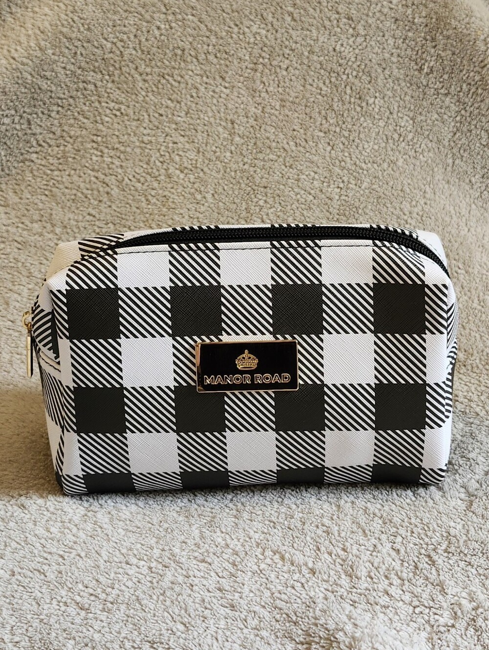 Black & White Check Cosmetic Makeup Bag